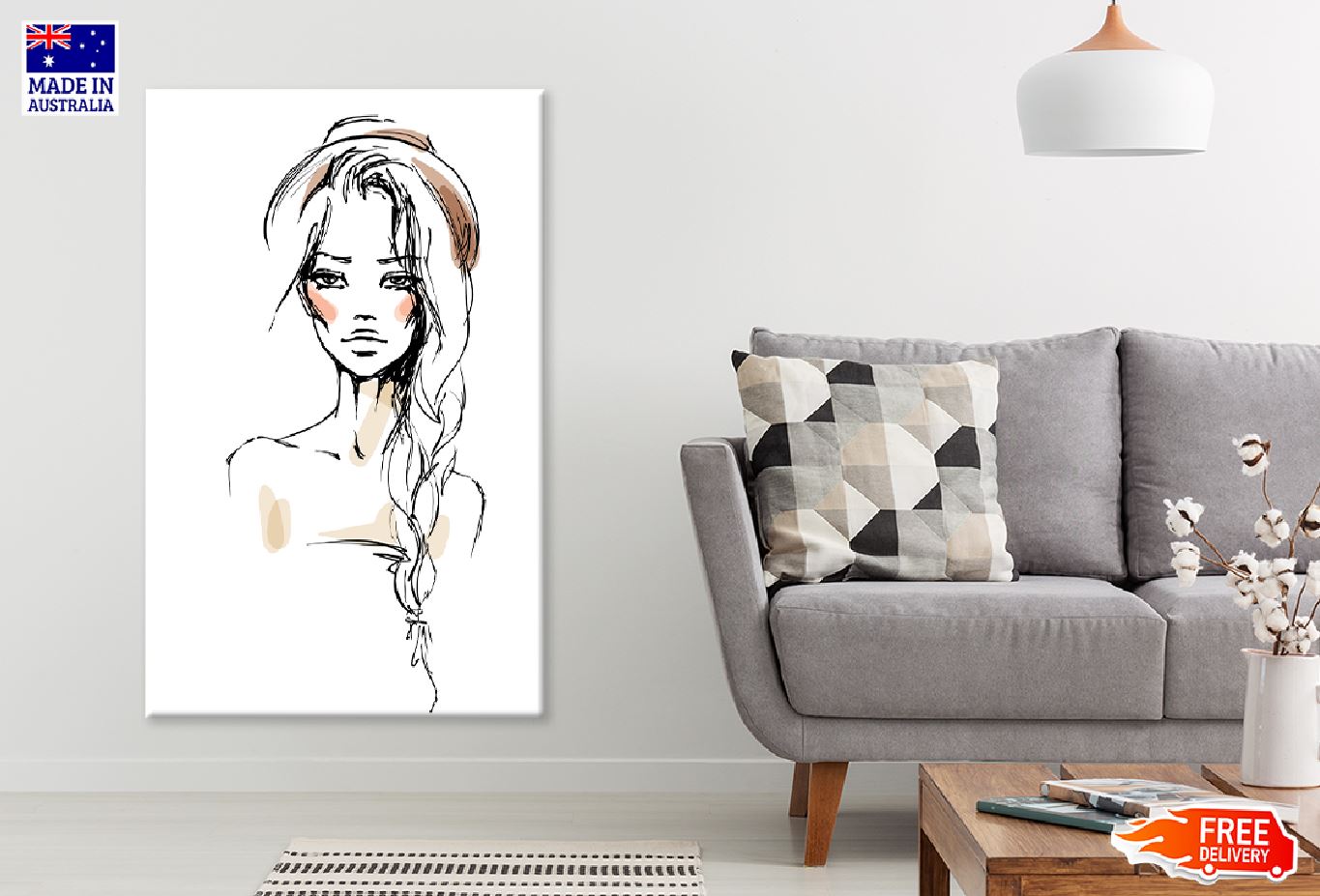 Young Woman in a Hat Illustration Print 100% Australian Made