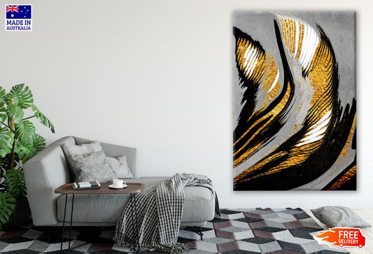 Gold, Black & White Abstract Design Print 100% Australian Made