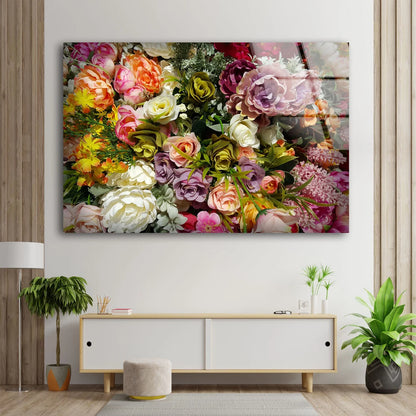 Colorful Flower Bunch Acrylic Glass Print Tempered Glass Wall Art 100% Made in Australia Ready to Hang