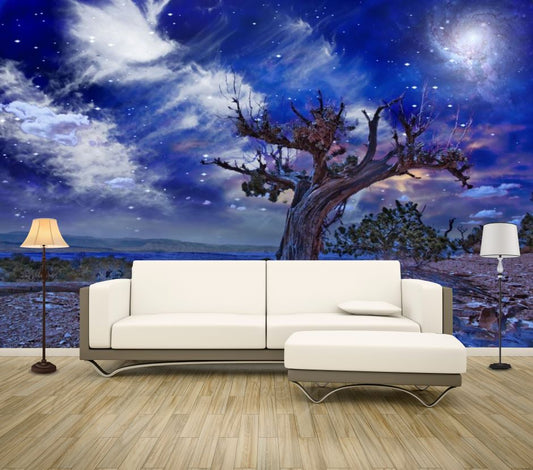 Wallpaper Murals Peel and Stick Removable Tree Under Moonlight High Quality