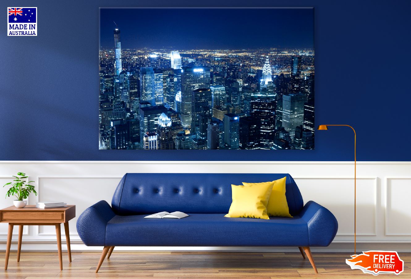 Empire State Buildings Midtown Manhattan Night View Photograph Print 100% Australian Made