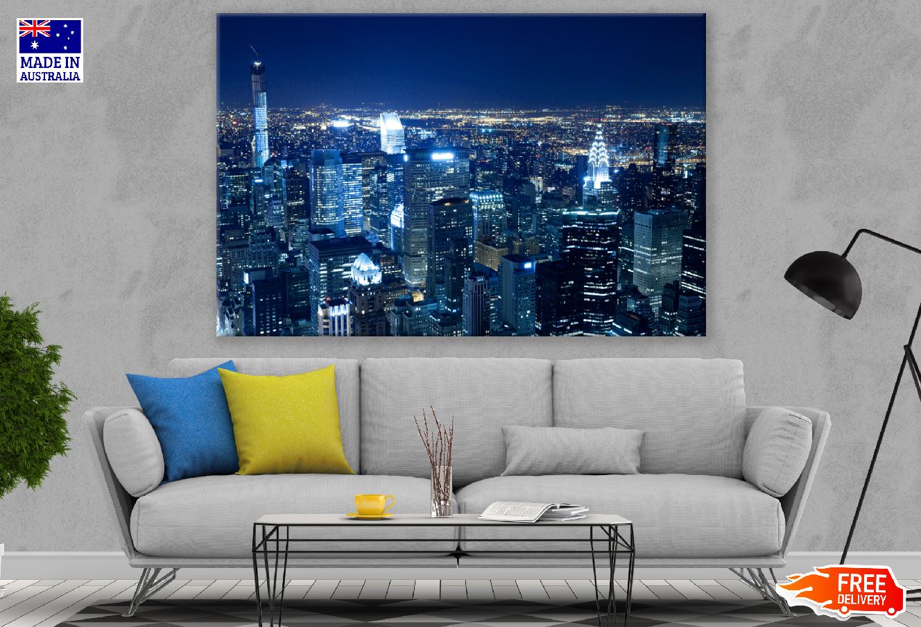 Empire State Buildings Midtown Manhattan Night View Photograph Print 100% Australian Made