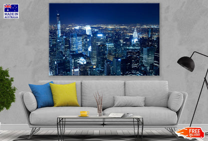 Empire State Buildings Midtown Manhattan Night View Photograph Print 100% Australian Made