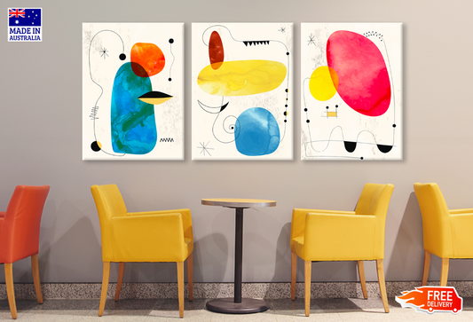 3 Set of Abstract Shapes Design High Quality print 100% Australian made wall Canvas ready to hang