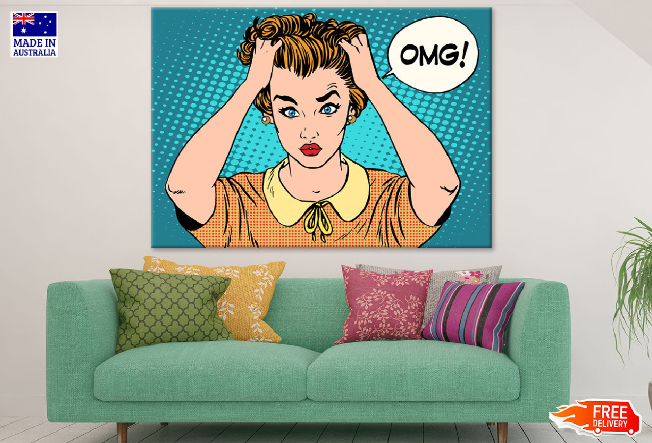 Omg Quote & Confused Woman Illustration Print 100% Australian Made