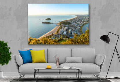 Bella Home Beach & Sunrise near Town Aerial Print Canvas Ready to hang