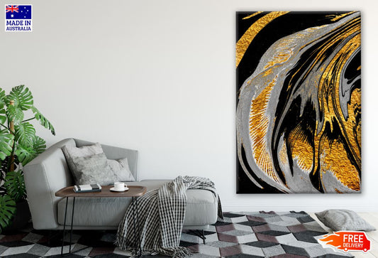 Gold, Black & White Abstract Design Print 100% Australian Made