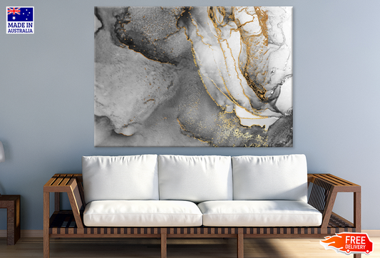 Black White & Gold Abstract Design Print 100% Australian Made