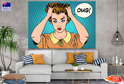Omg Quote & Confused Woman Illustration Print 100% Australian Made