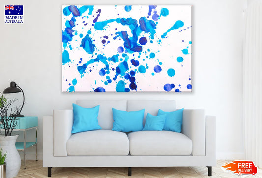 Sky Blue & Dark Blue Spots Abstract Design Print 100% Australian Made