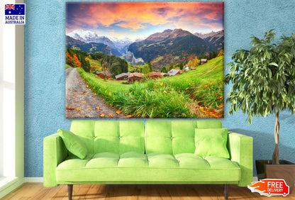 Houses & Mountain View Scenery Photograph Print 100% Australian Made
