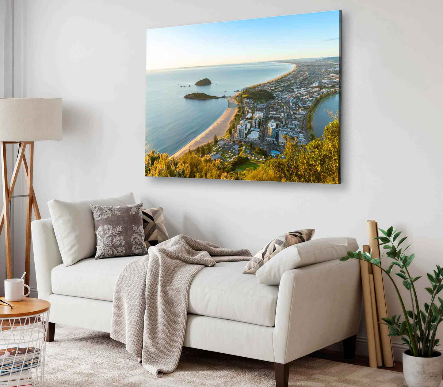 Bella Home Beach & Sunrise near Town Aerial Print Canvas Ready to hang