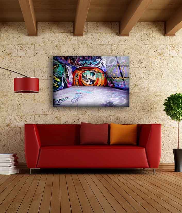 Colorful Abstract Wall Graffiti Art Acrylic Glass Print Tempered Glass Wall Art 100% Made in Australia Ready to Hang