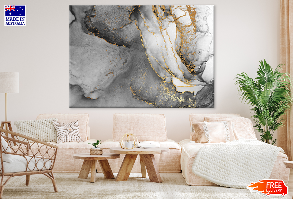 Black White & Gold Abstract Design Print 100% Australian Made