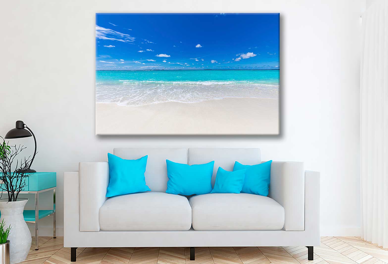 Bella Home Sand Sea waves With The Sky View Print Canvas Ready to hang