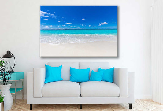 Bella Home Sand Sea waves With The Sky View Print Canvas Ready to hang
