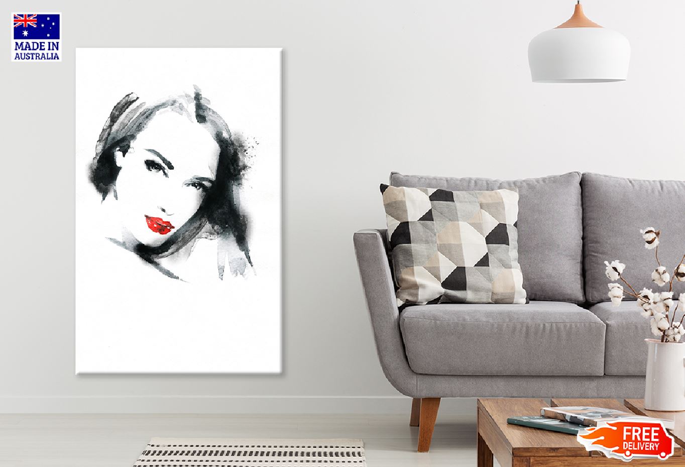 Makeup Woman Face B&W Watercolor Painting Print 100% Australian Made