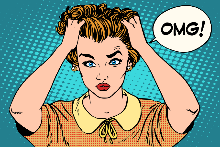 Omg Quote & Confused Woman Illustration Print 100% Australian Made