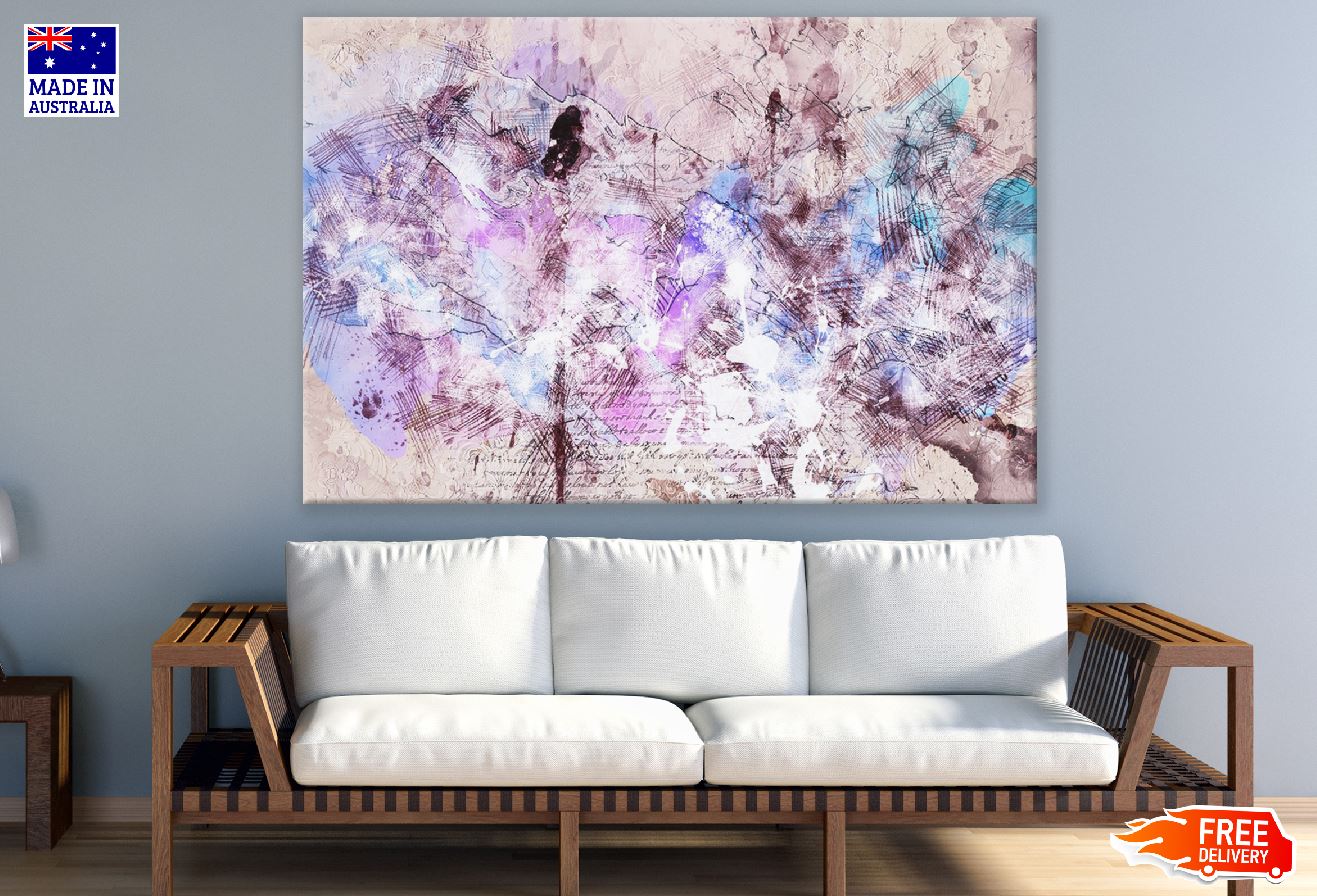 Blue Purple & Grey Abstract Design Print 100% Australian Made