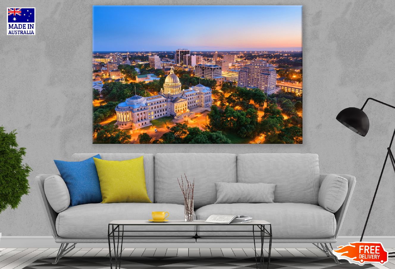 USA Capitol Building Aerial Night View Photograph Print 100% Australian Made