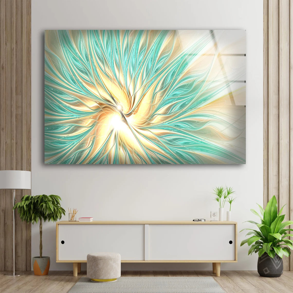 Blue & Gold Abstract Design Acrylic Glass Print Tempered Glass Wall Art 100% Made in Australia Ready to Hang