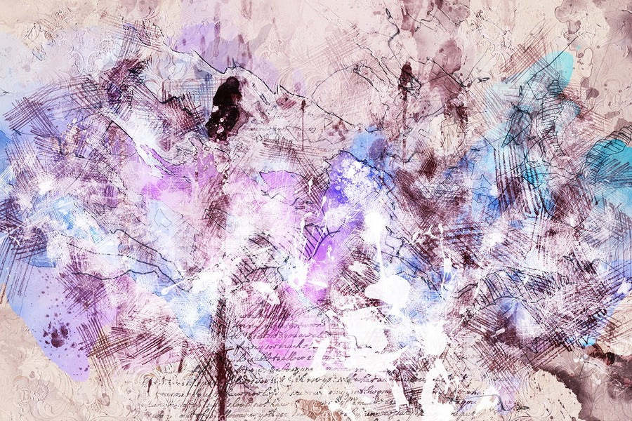 Blue Purple & Grey Abstract Design Print 100% Australian Made