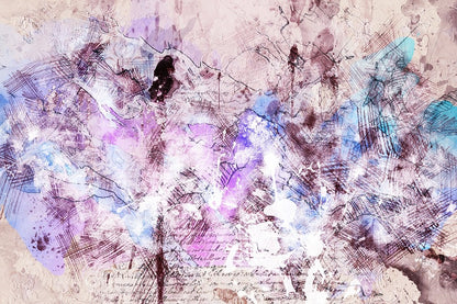 Blue Purple & Grey Abstract Design Print 100% Australian Made