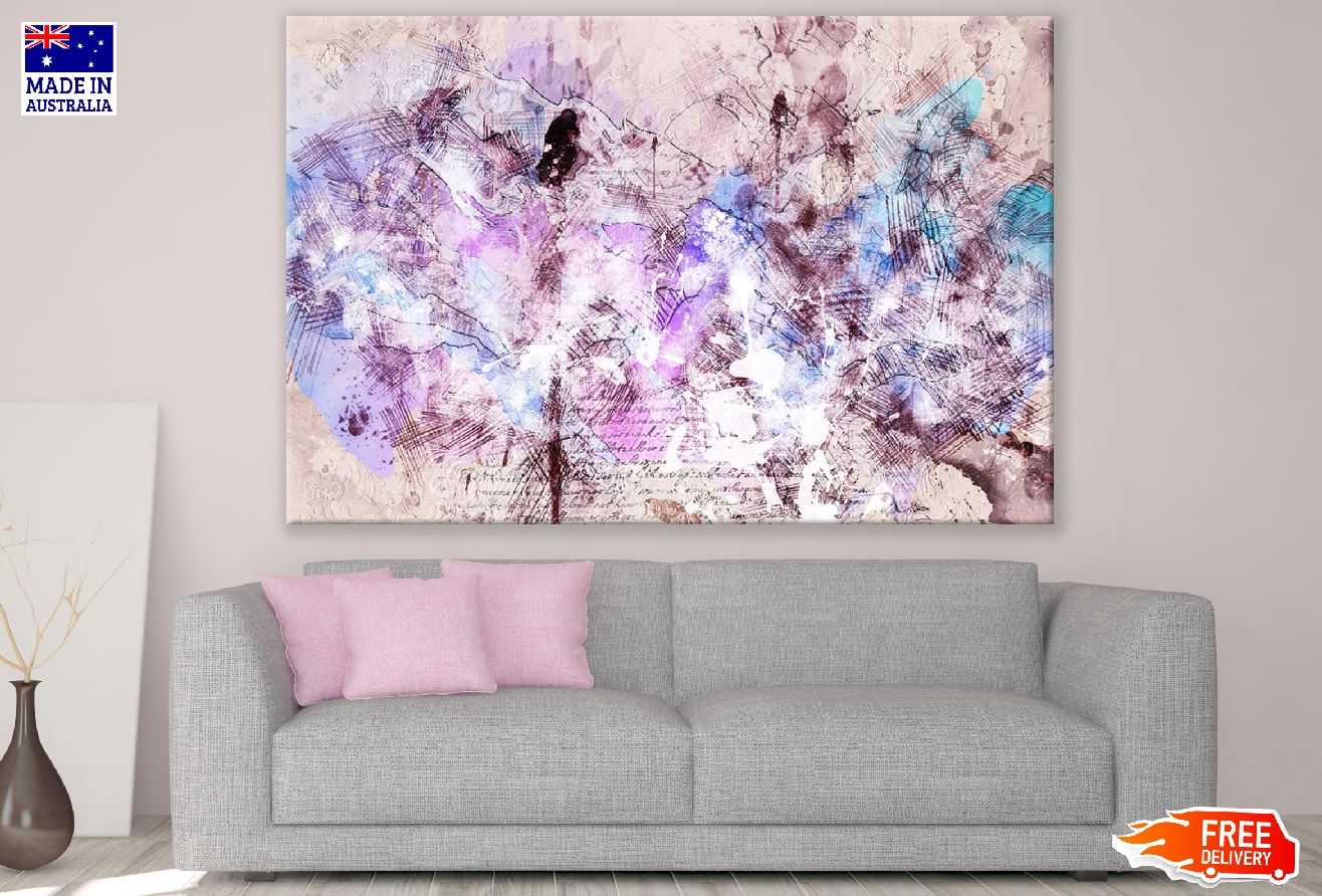 Blue Purple & Grey Abstract Design Print 100% Australian Made