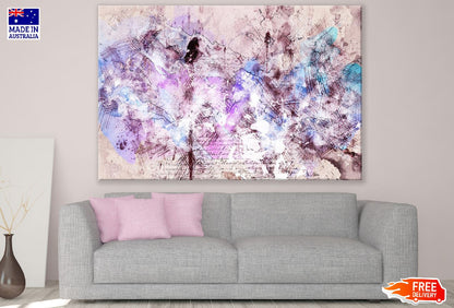 Blue Purple & Grey Abstract Design Print 100% Australian Made