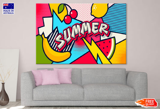 Summer Quote & Fruits Vector Art Print 100% Australian Made