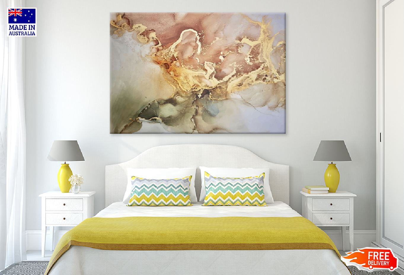 Brown Gold & Green Abstract Design Print 100% Australian Made