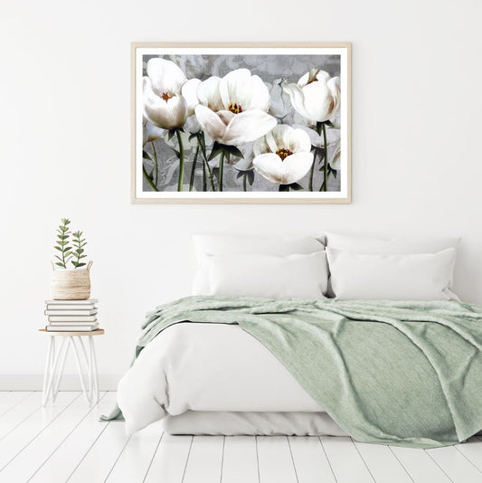White Flowers Watercolor Painting Home Decor Premium Quality Poster Print Choose Your Sizes