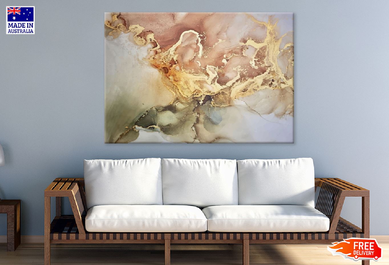 Brown Gold & Green Abstract Design Print 100% Australian Made