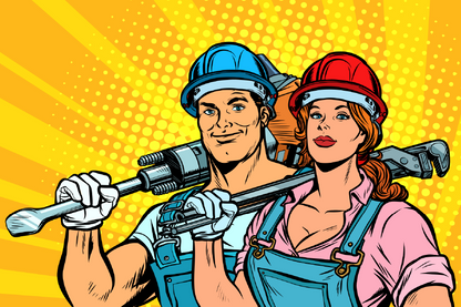 Heavy Working Couple Illustration Print 100% Australian Made
