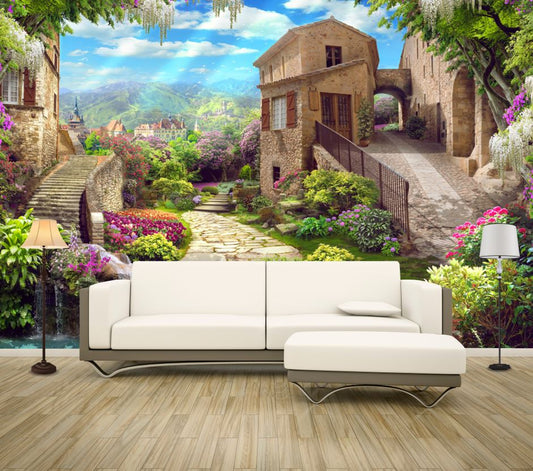 Wallpaper Murals Peel and Stick Removable Houses View in City High Quality