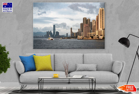 Victoria Harbour Sea Ship & Cityscape, Hong Kong Photograph Print 100% Australian Made