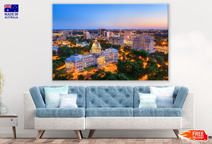USA Capitol Building Aerial Night View Photograph Print 100% Australian Made