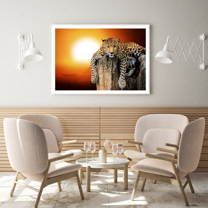 Leopard on a Cliff Photograph Home Decor Premium Quality Poster Print Choose Your Sizes
