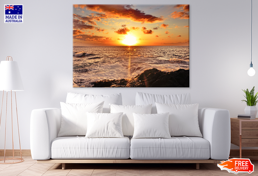 Sea Waves & Sunset Scenery Photograph Print 100% Australian Made