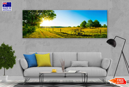 Panoramic Canvas Meadows in Sunshine Scenery Photograph High Quality 100% Australian Made Wall Canvas Print Ready to Hang