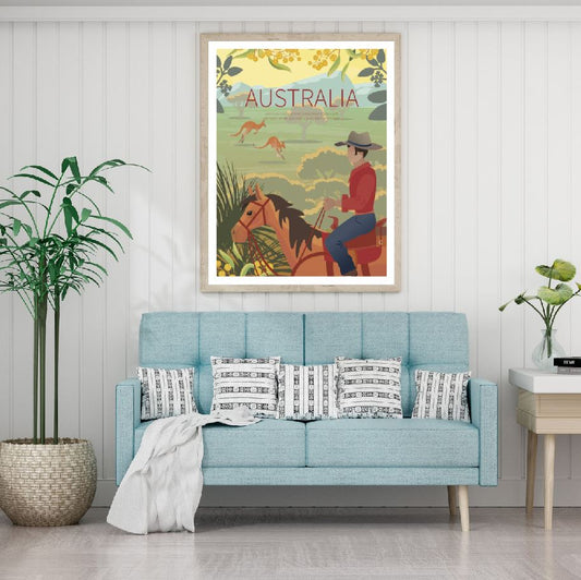 Horse & Cowboy Vector Art Design Home Decor Premium Quality Poster Print Choose Your Sizes