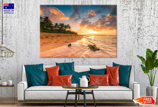 Sandy Beach Sunset Photograph in Aracruz Print 100% Australian Made