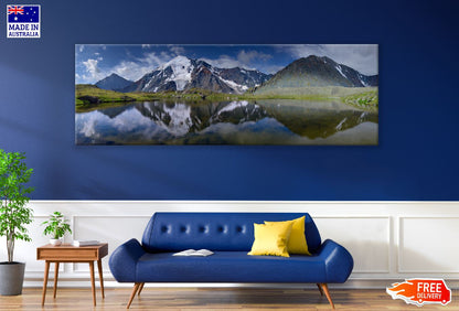 Panoramic Canvas Mountain near Lake View Photograph High Quality 100% Australian Made Wall Canvas Print Ready to Hang