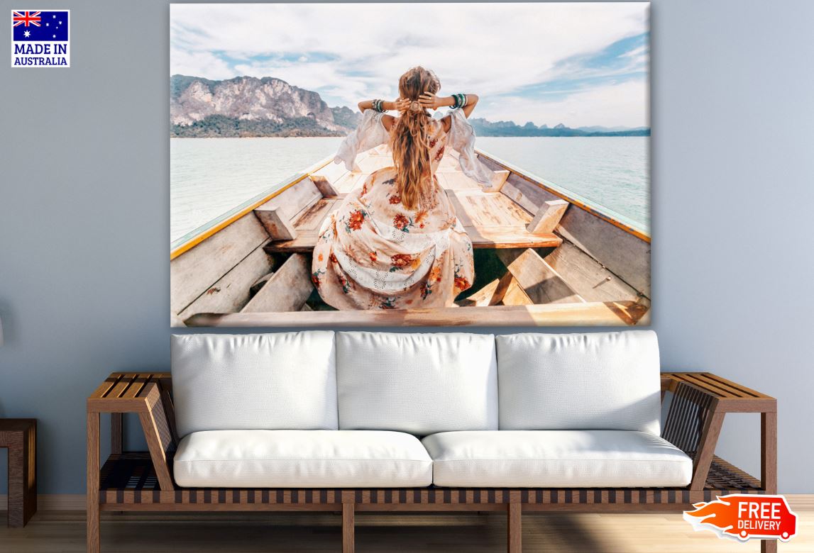 Girl on a Boat Scenery Photograph Print 100% Australian Made