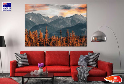 Autumn Trees near Mountains View Photograph Print 100% Australian Made