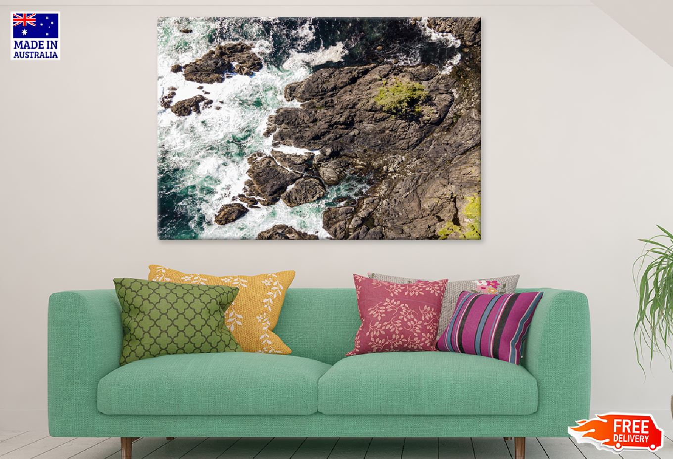 Sea Waves on Rocky Coast View Photograph Print 100% Australian Made