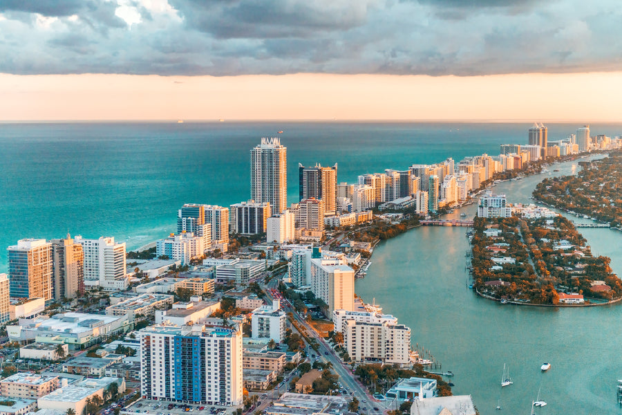 Florida City by the Beach Aerial View Photograph Print 100% Australian Made