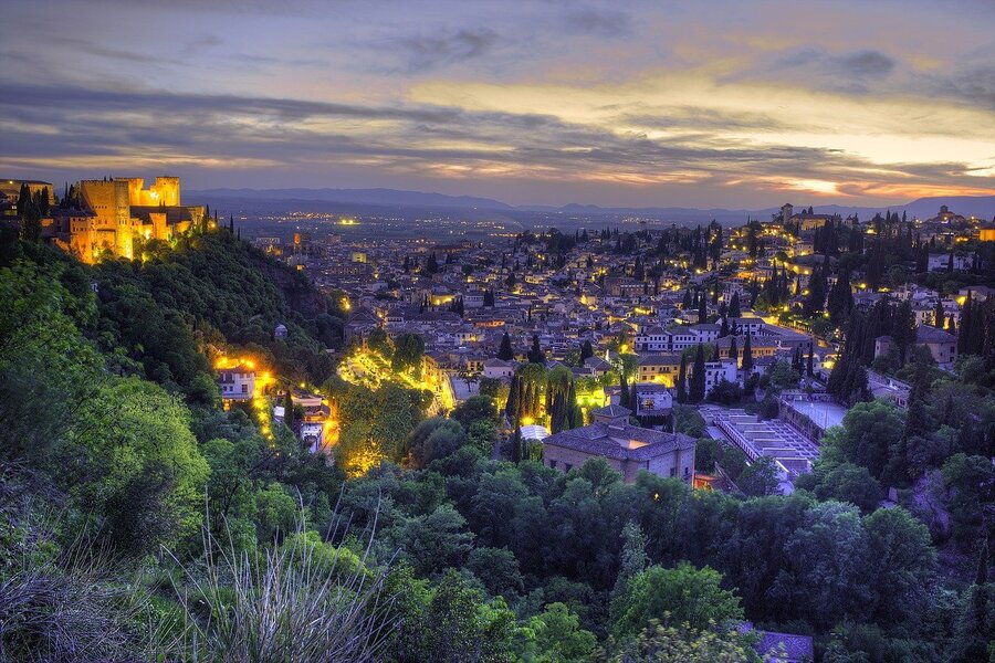 Granada City Night View, Spain Print 100% Australian Made