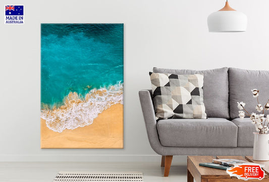 Sea Waves on Sand Aerial View Photograph Print 100% Australian Made