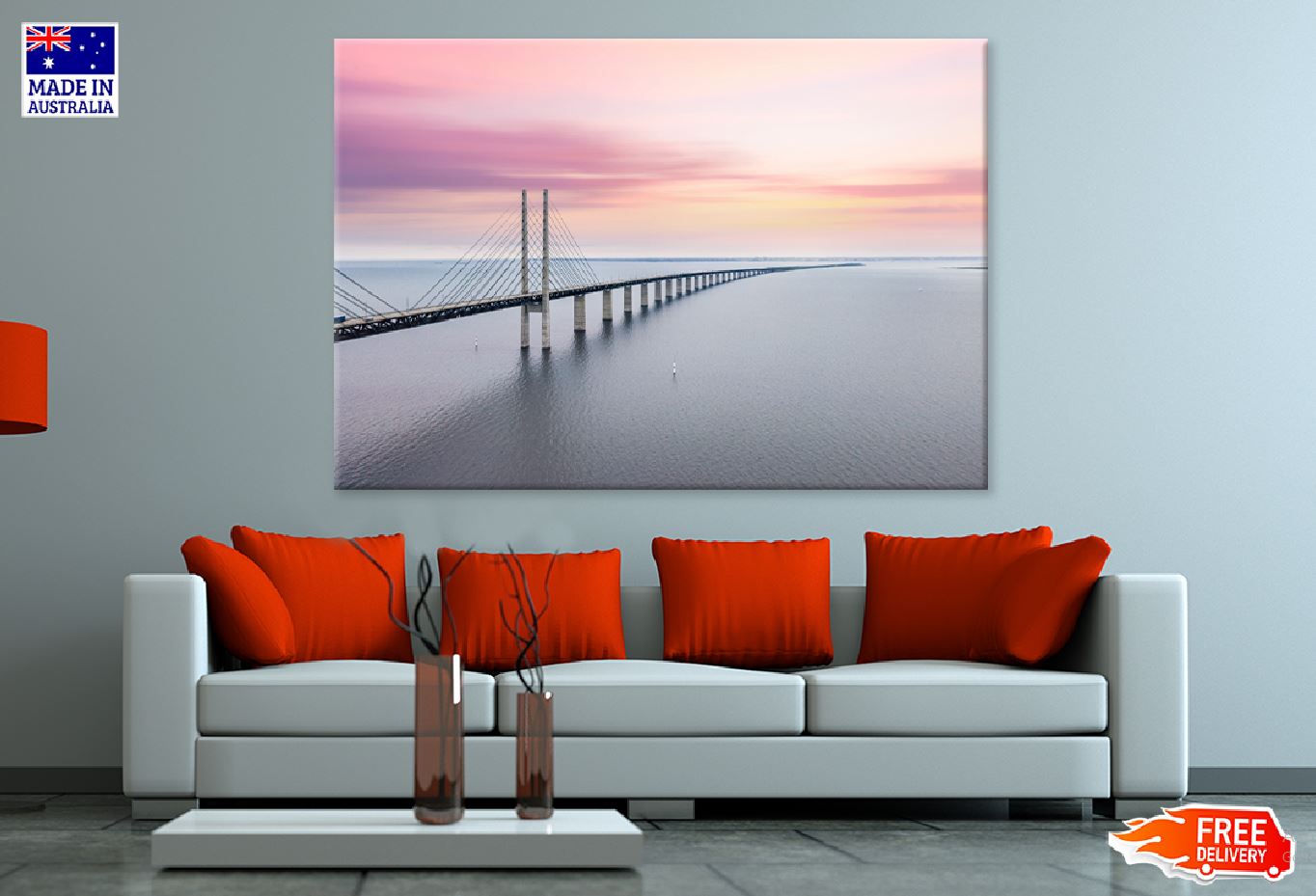 Oresund Bridge & Sea Sunset View Photograph Print 100% Australian Made